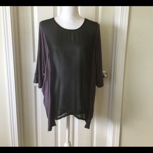 allison izu top purple with black sheer panels size large nwt
